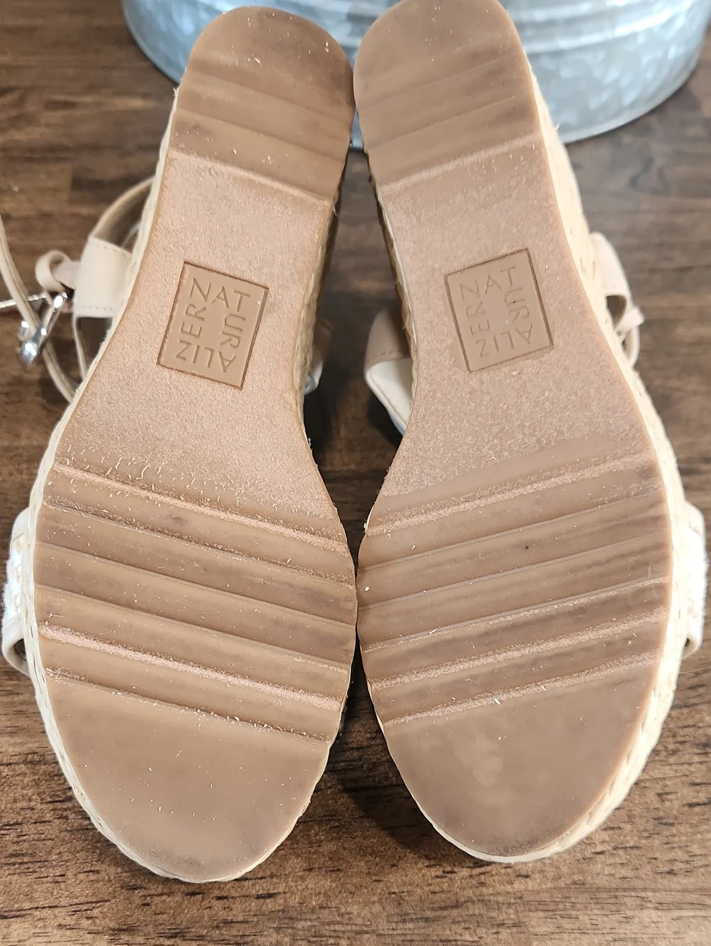 Naturalizer Women's Cream Wedge Sandals with Ankle Strap